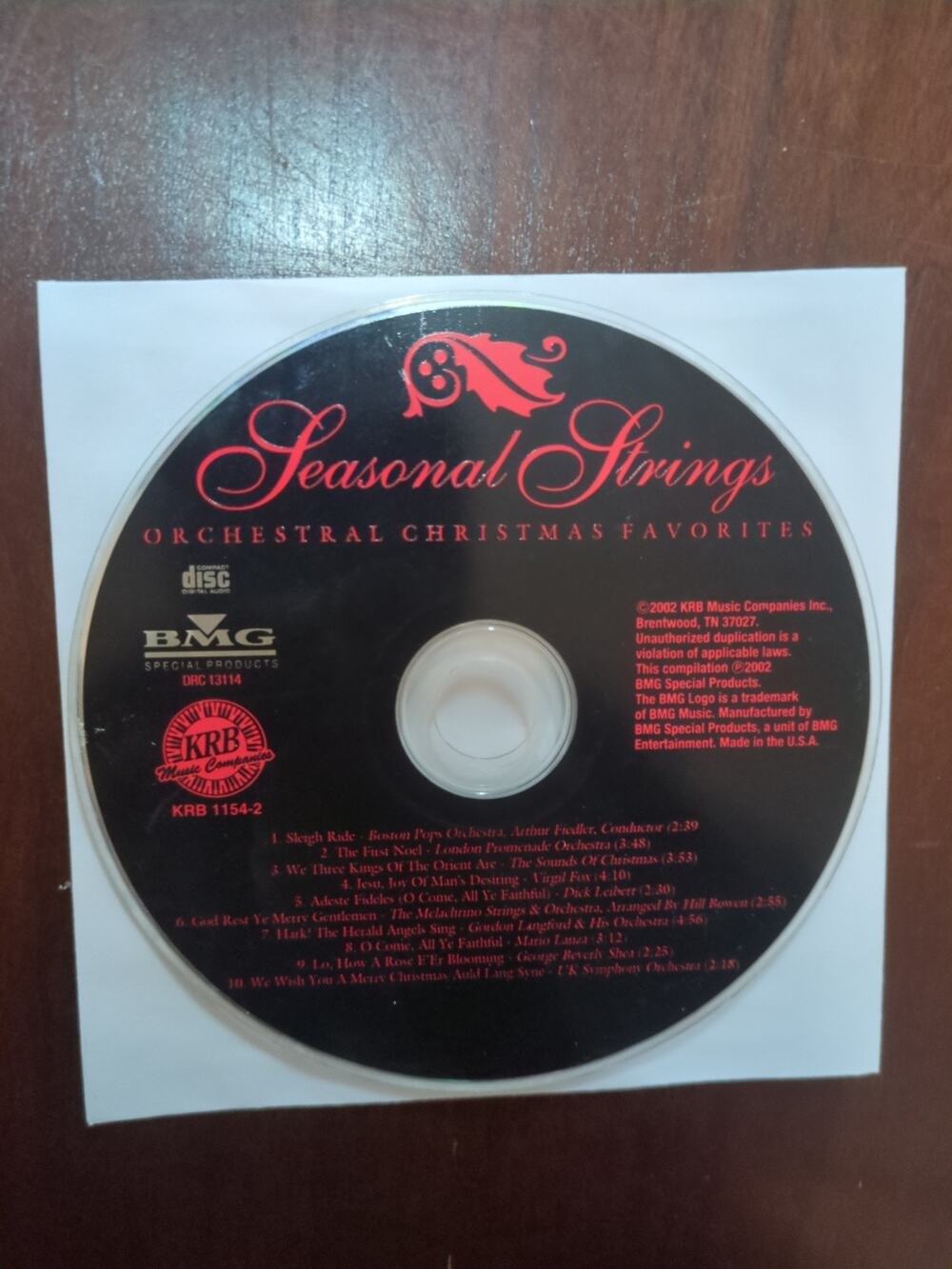 SEASONAL STRINGS ORCHESTRAL CHRISTMAS FAVORITES VARIOUS ARTISTS CD disc only